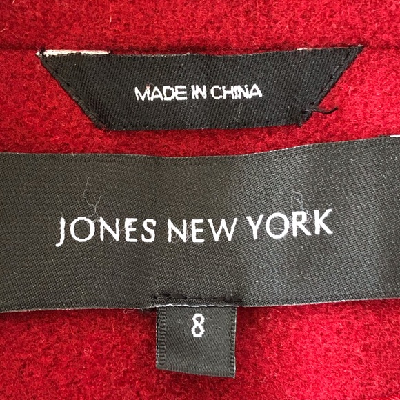 Jones New York Women’s Red Double Breasted Wool Winter Pea Coat Size 8 - Picture 10 of 14